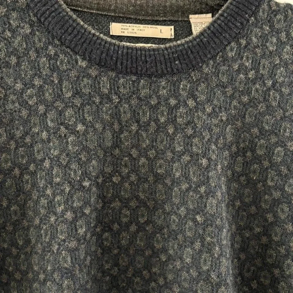 Vintage City Casuals by Haggar‎ Knit Sweater gray blue Wool Blend Large Italy